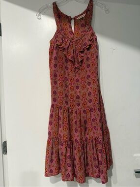 Rebecca Taylor Halter Silk Ruffle Neck Tiered Boho Dress Size 0